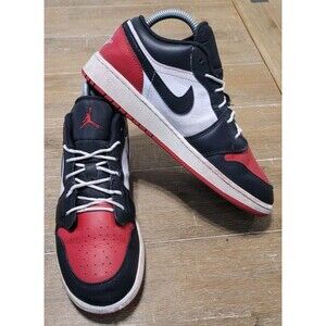 Nike Air Jordan 1 Low Bred Toe 6.5Y / Women Size 8 Red White Black 553560-161